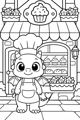 Toffee's Dragon Bakery Coloring Book, página 1